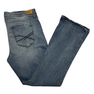 Aeropostale‎ Bootcut Jeans Womens Denim Blue Cross Stitch Pockets Casual